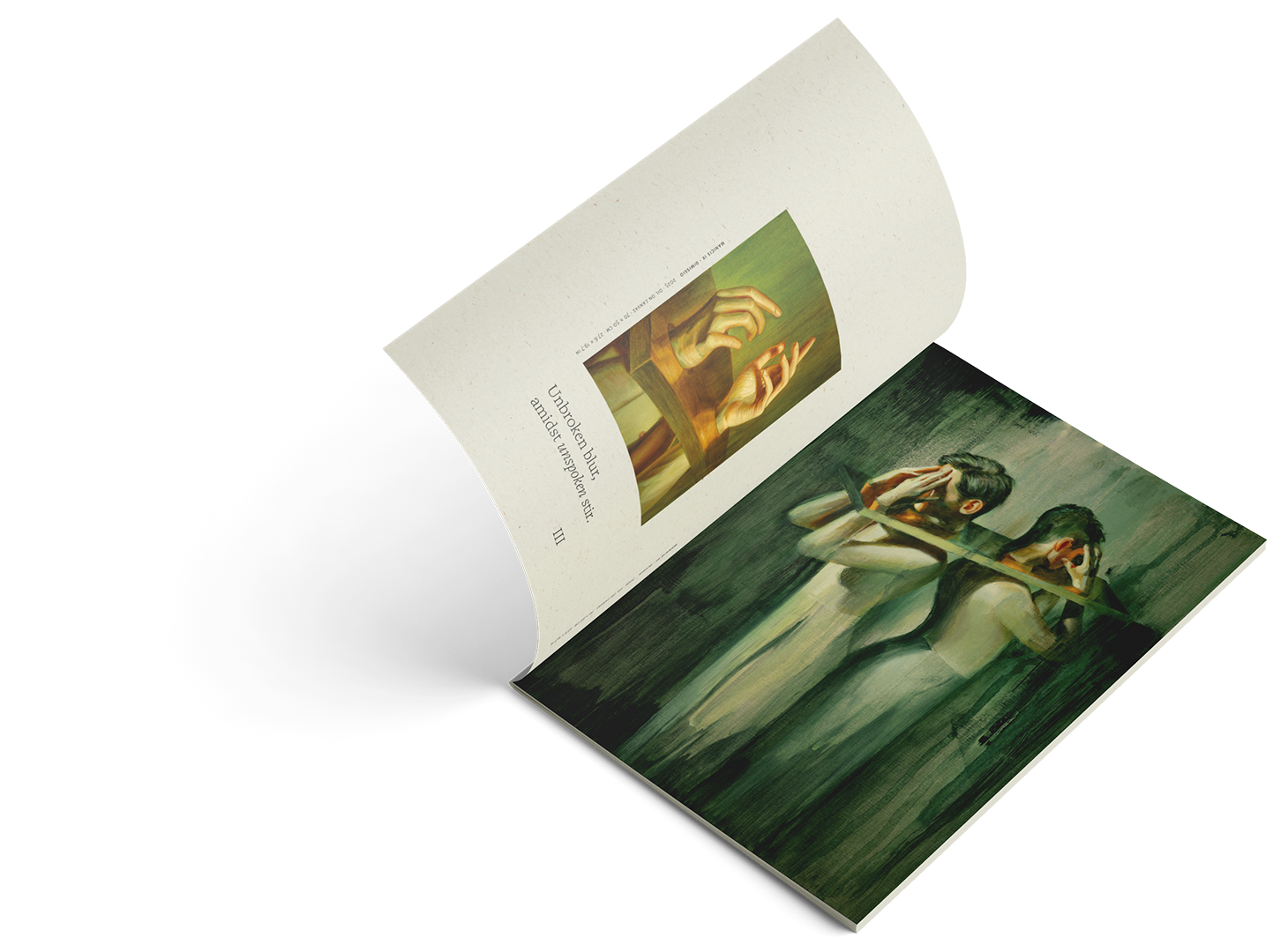 Interior spread of the Manicis publication by Robbin Veldman