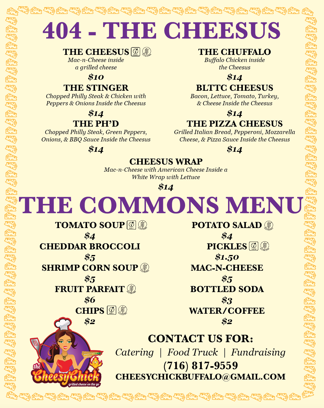 The Cheesy Chick Menu Boards