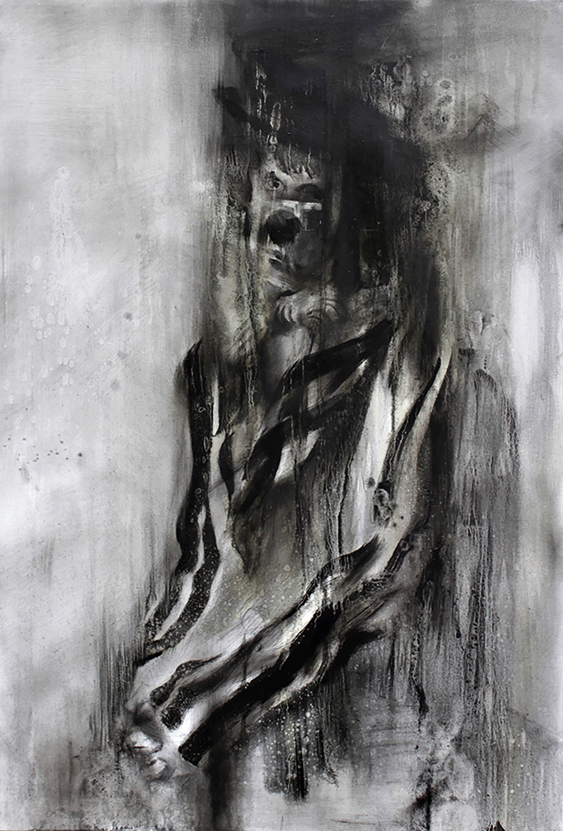 Clown No.4, Oil and Korean ink (玄) on canvas, 116.8 × 80.3cm (46 × 32 in.), 2012