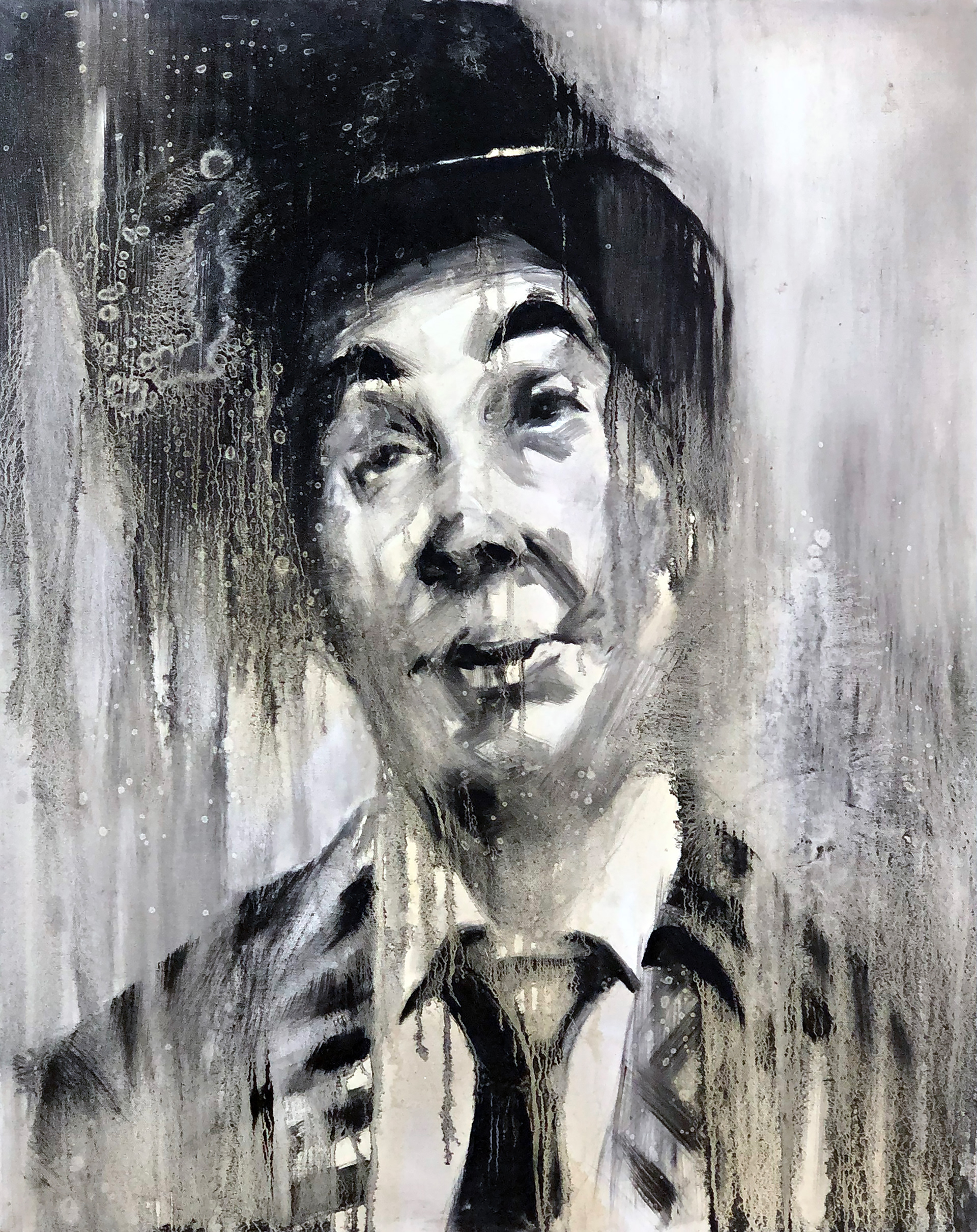 Clown No.1, Oil and Korean ink (玄) on canvas, 90.9 × 72.7 cm (36 × 29 in.), 2012