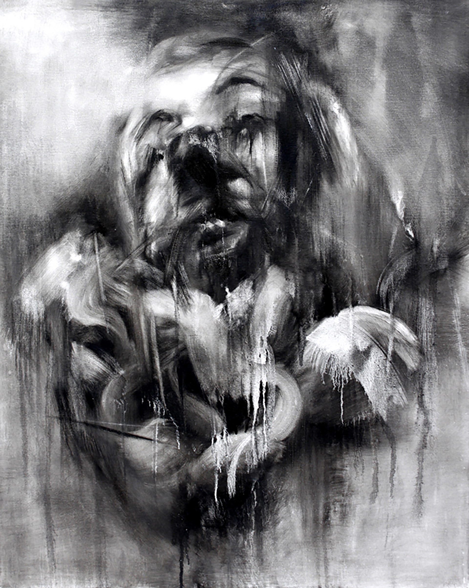 Clown No.5, Oil and Korean ink (玄) on canvas, 90.9 × 72.7 cm (36 × 29 in.), 2012