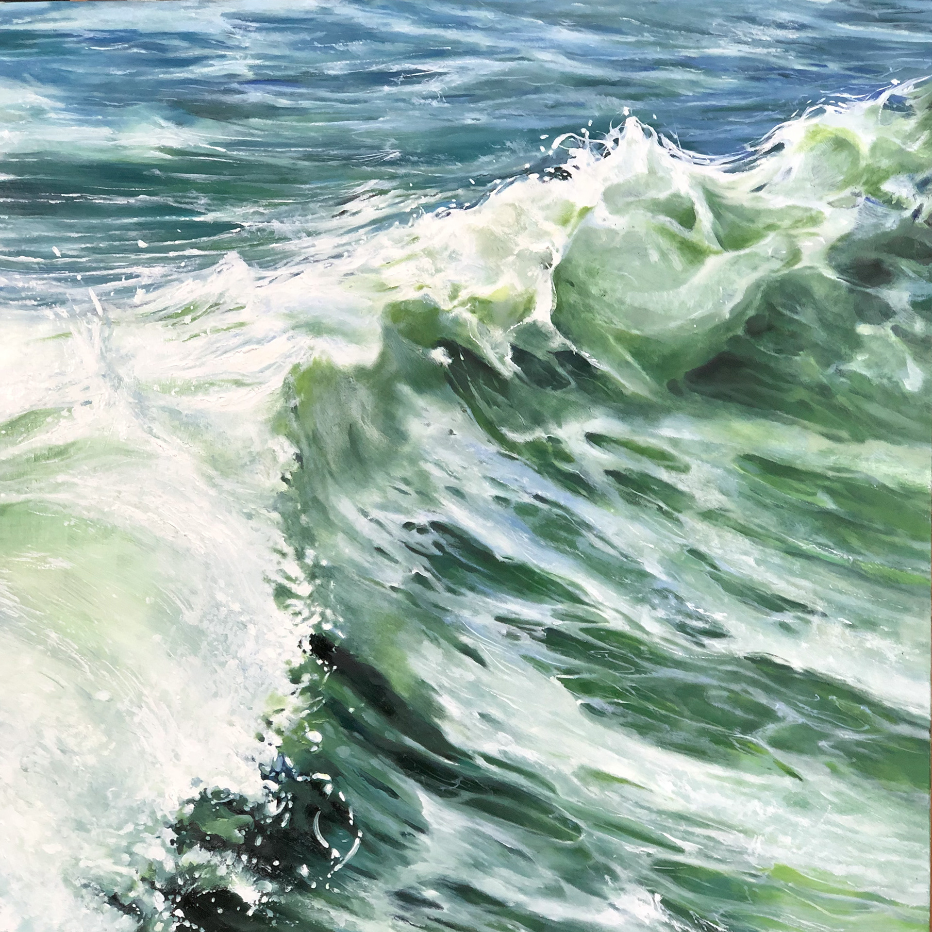 Overflowing Oil on wooden panel, 50 x 50 cm. (19.7 x 19.7 in.), 2023