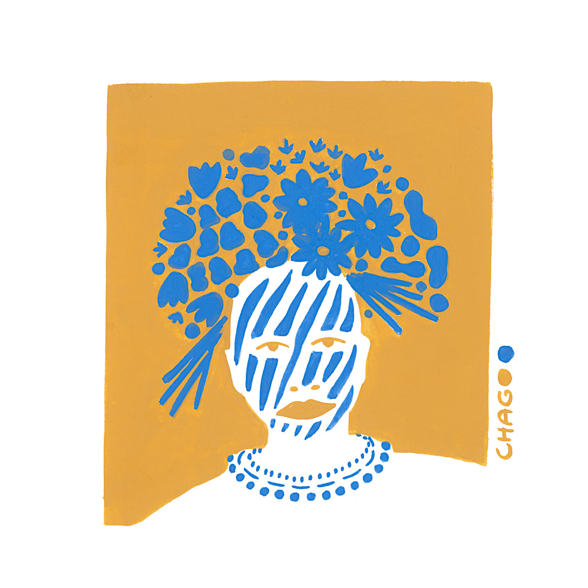 Femmes fleurs - Peinture réalisée à la gouache