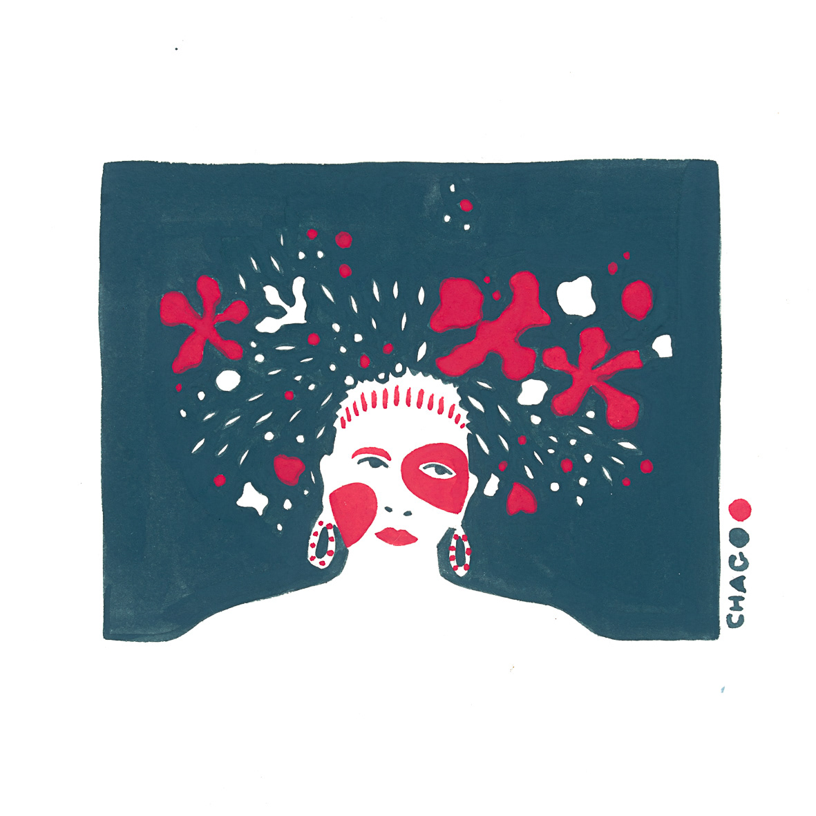 Femmes fleurs - Peinture réalisée à la gouache