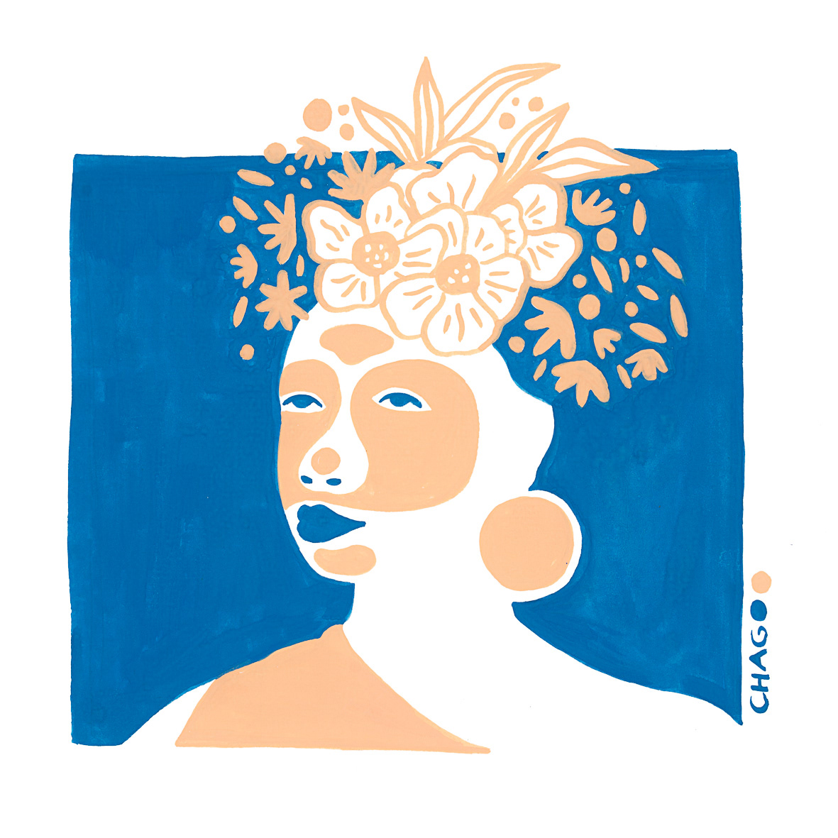 Femmes fleurs - Peinture réalisée à la gouache