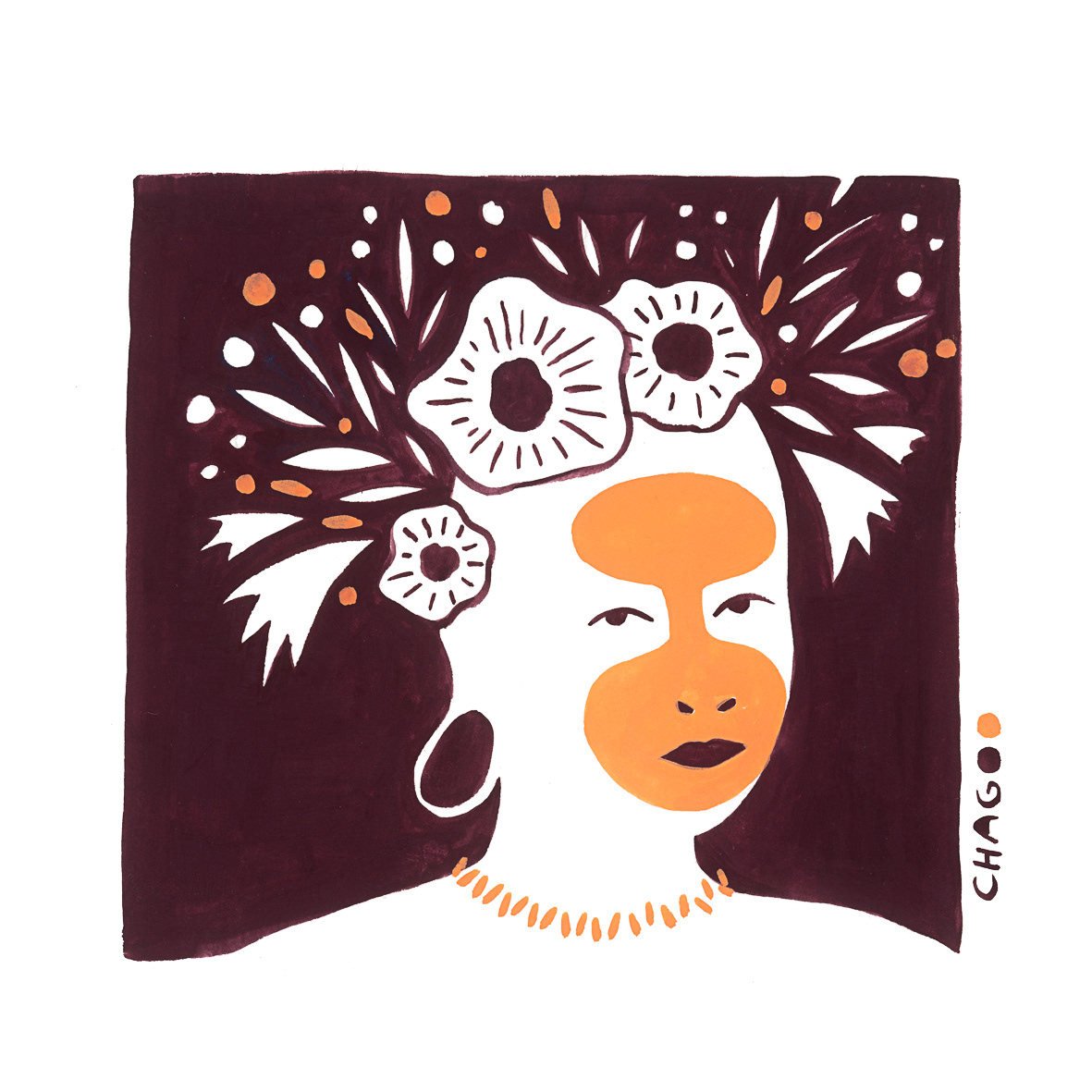 Femmes fleurs - Peinture réalisée à la gouache