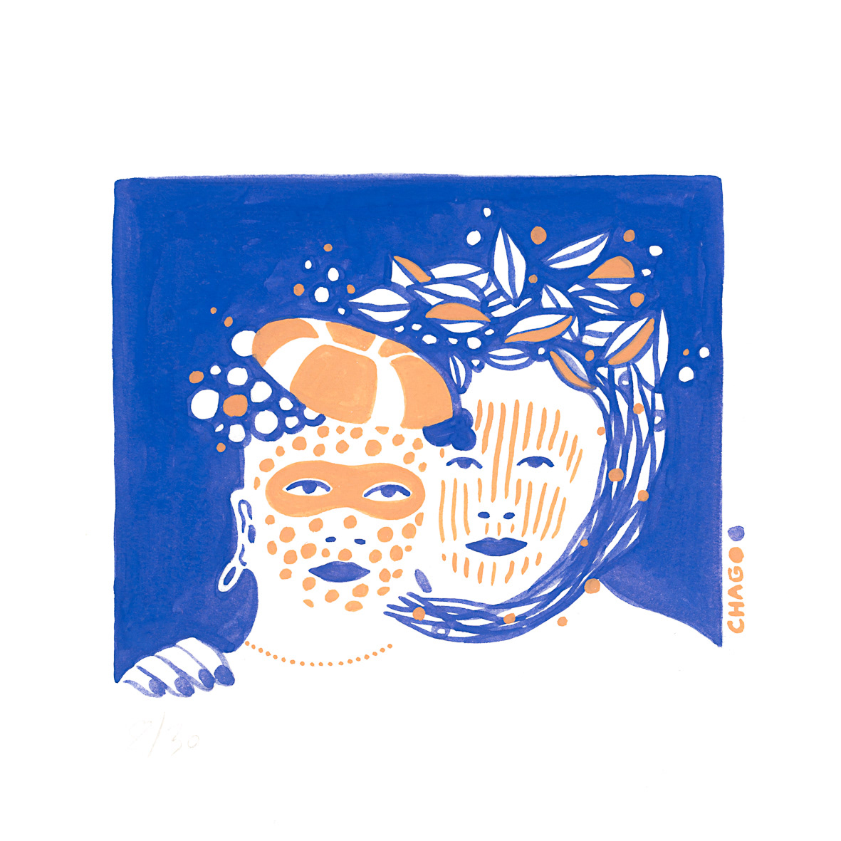 Femmes fleurs - Peinture réalisée à la gouache