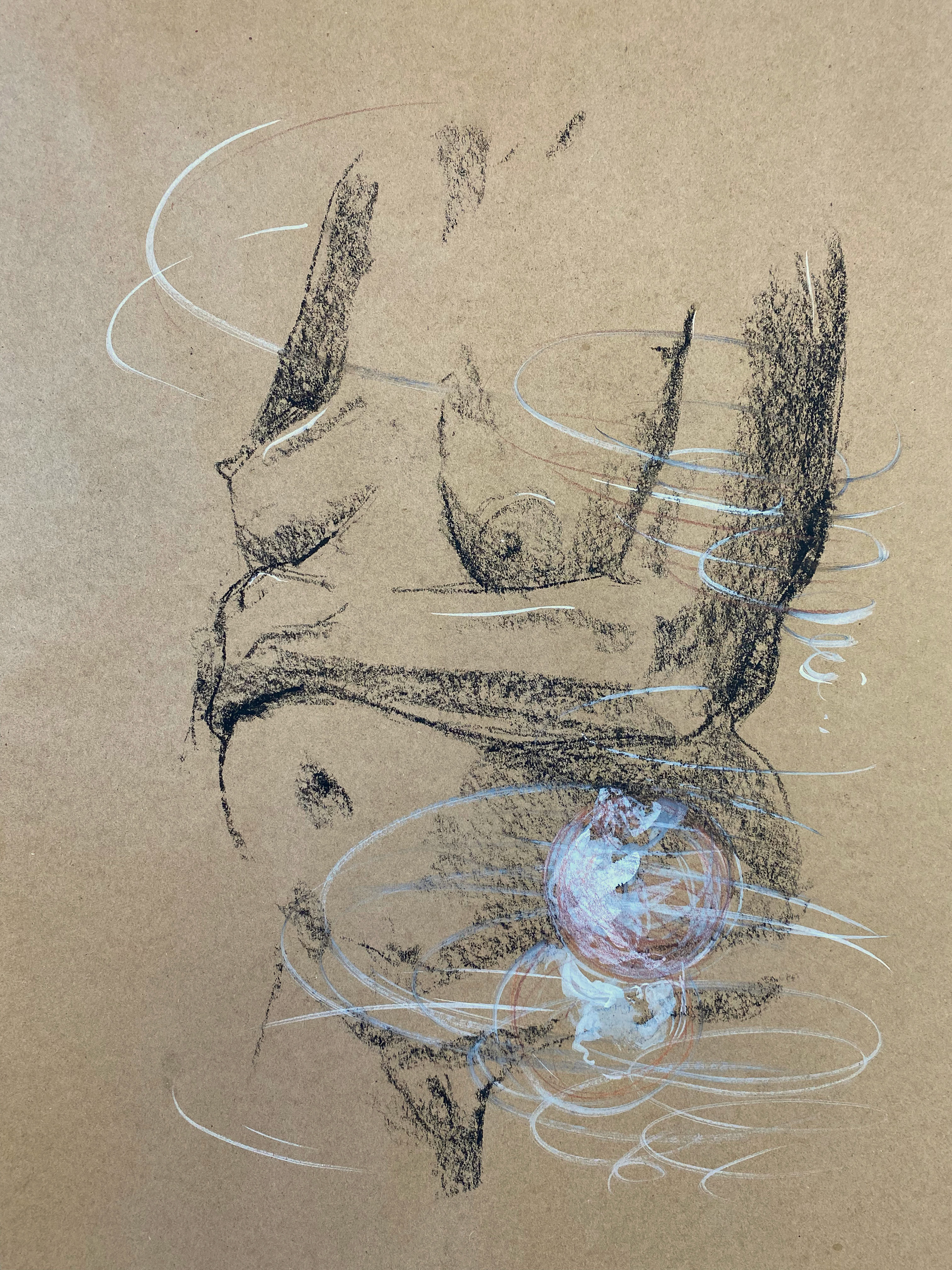 Asal Andarzipour, "Within", mixed media on kraft paper, 2022, 18 x 24 inches