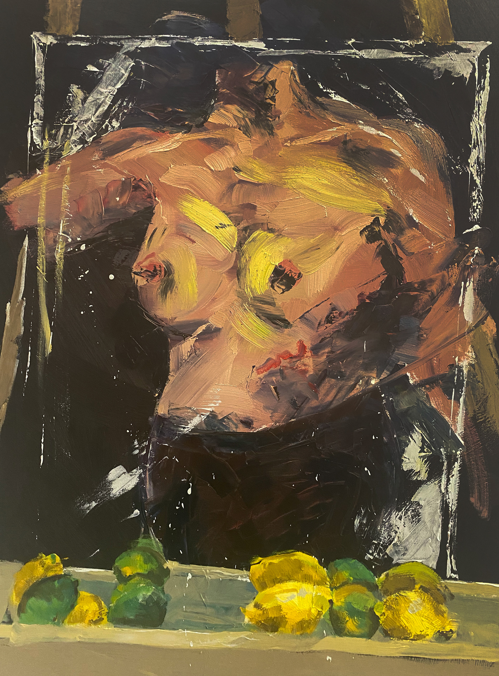 Asal Andarzipour, "Juicy and Dangerous", oil on canvas, 30x39 inches, 2021