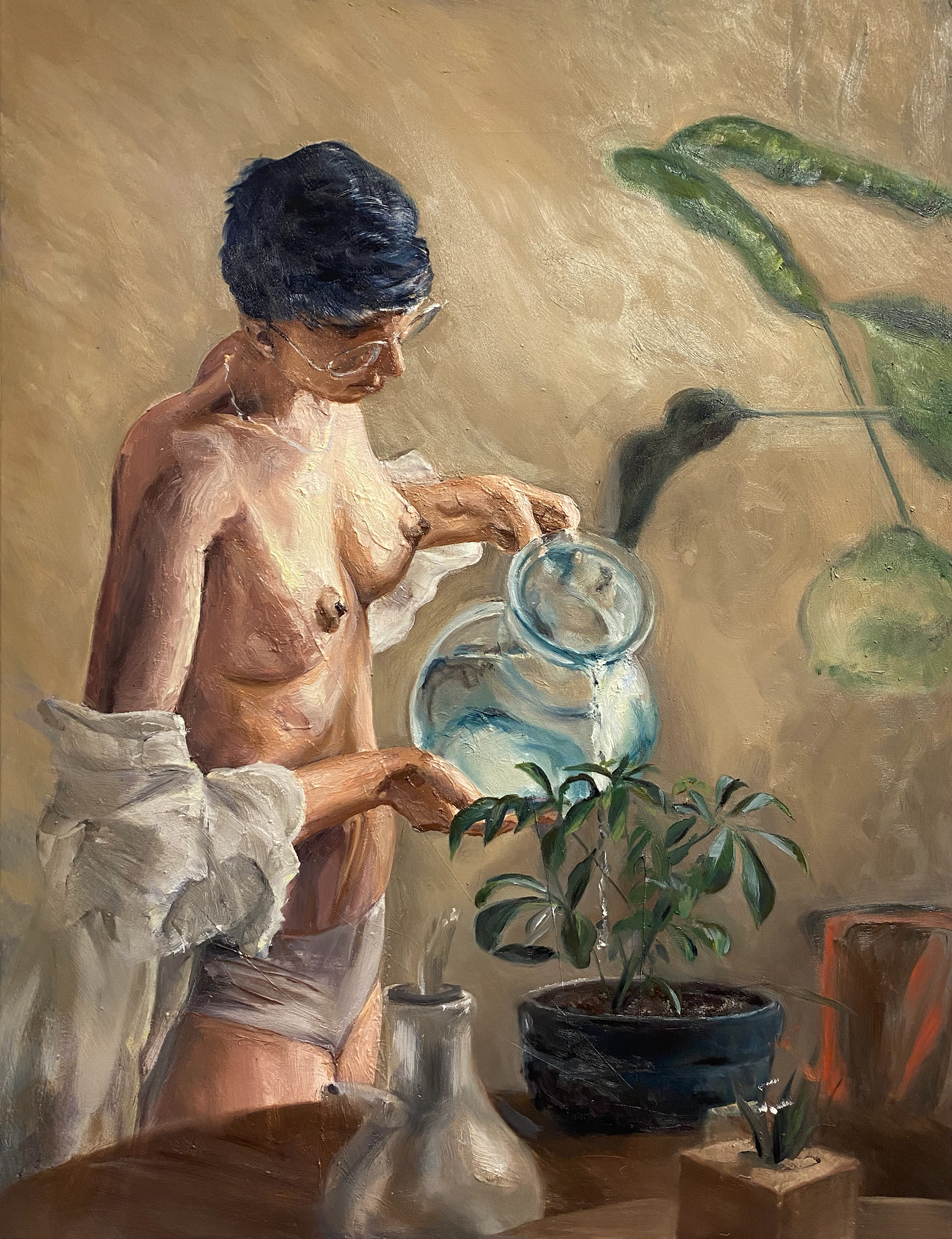 In-progress, "Feeding Life", oil on canvas, 30 x 40 in, 2022