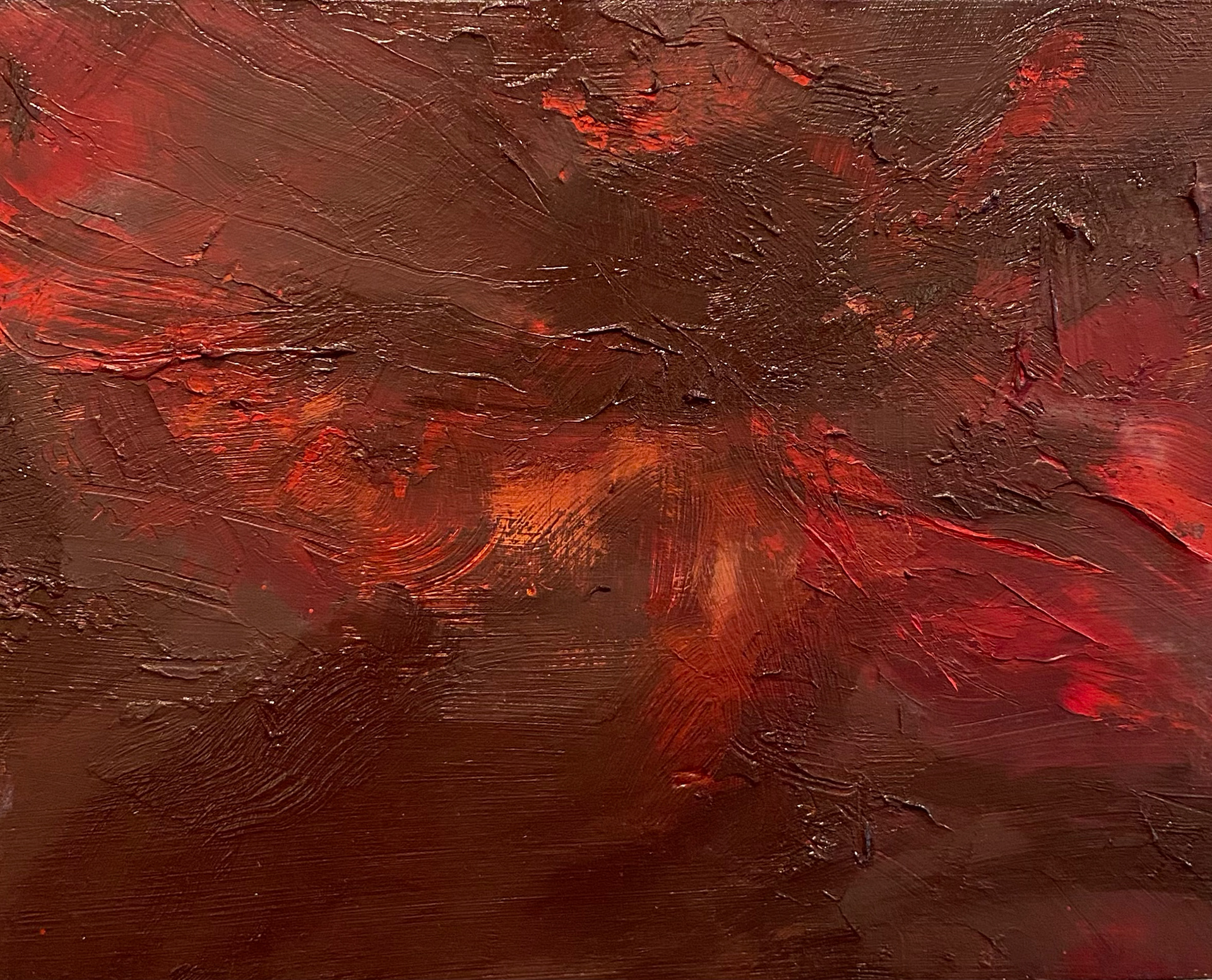 Burst #1, oil paint on panel, 7x10 in, 2022