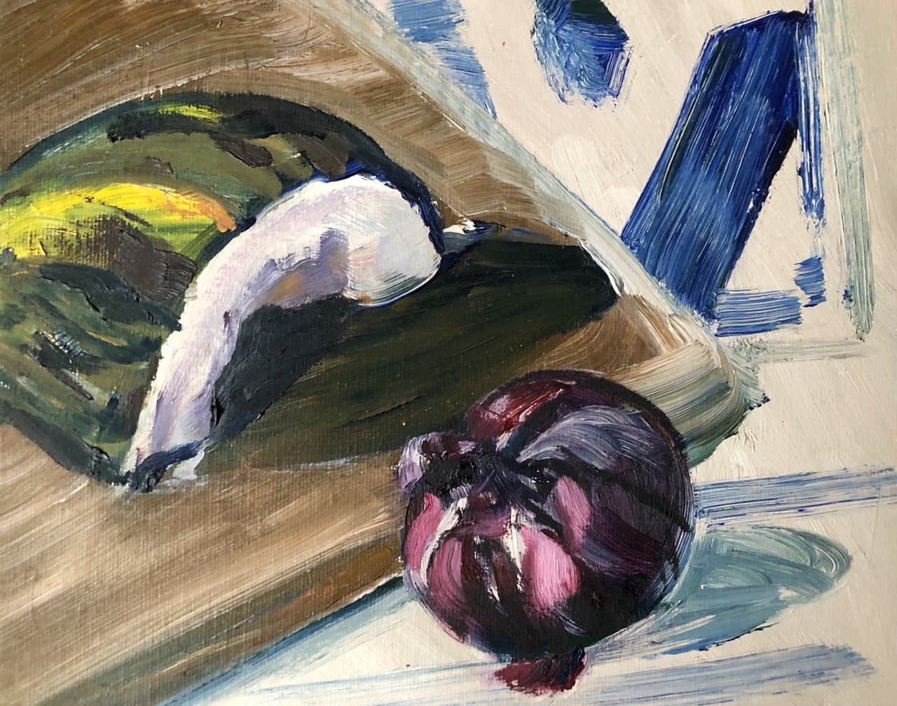 Asal Andarzipour, "Study of Melon and Onion", oil on canvas, 8x10 inches, 2020
