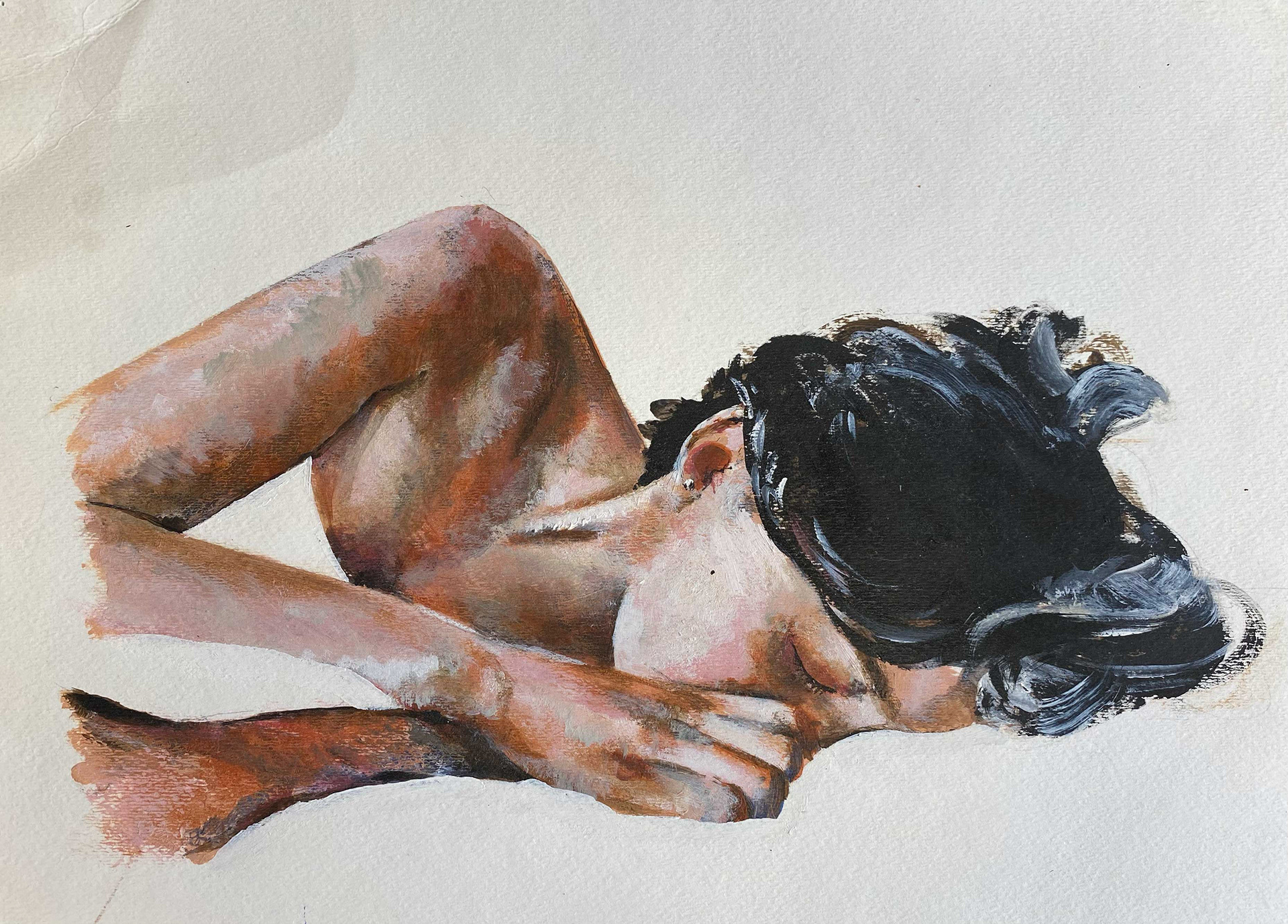 Asal Andarzipour, "Pillow Talk-3", acrylic on paper, 11x15 inches, 2018