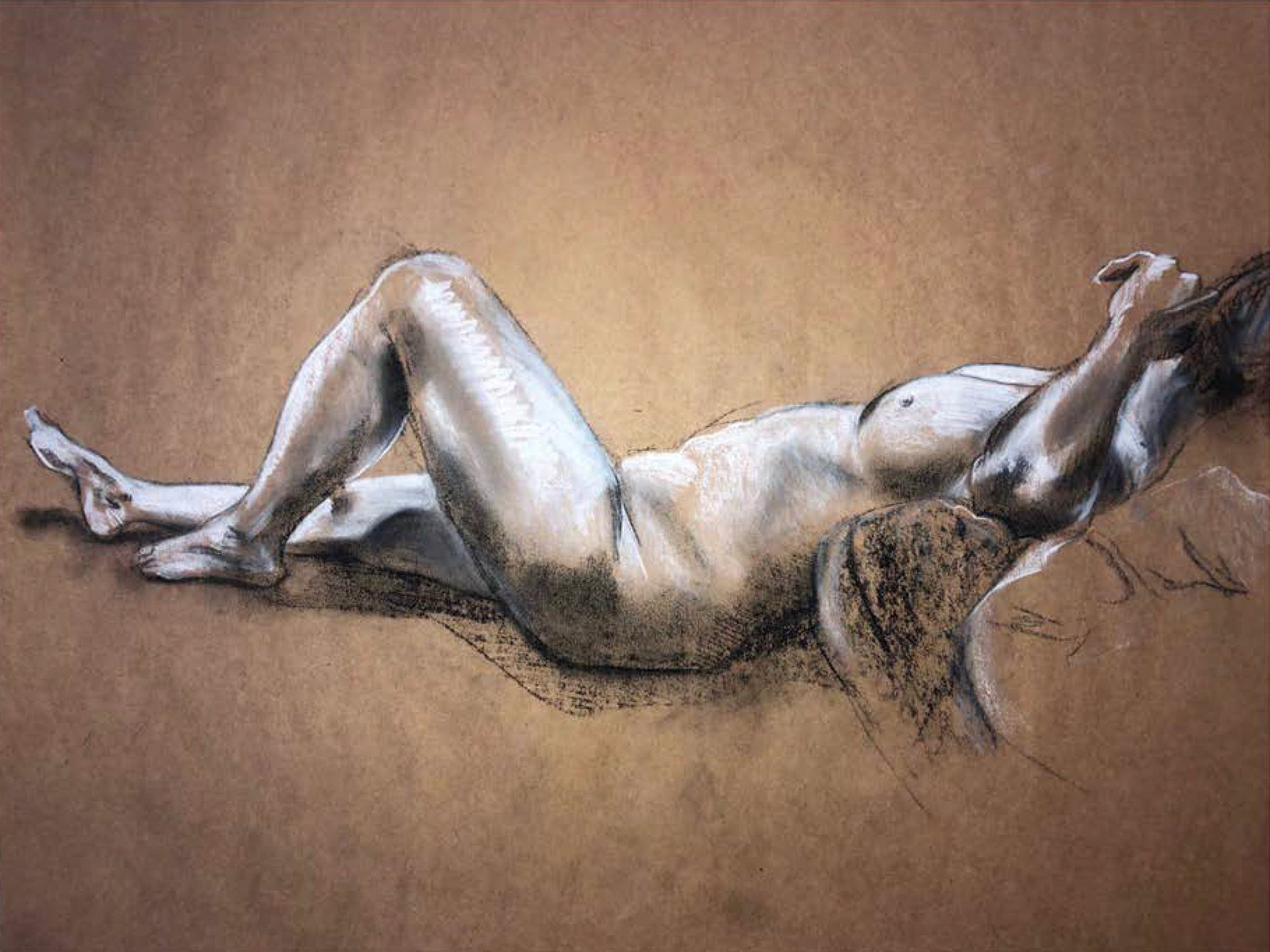 Asal Andarzipour, "Untitled", chalk and charcoal on craft paper, 2017