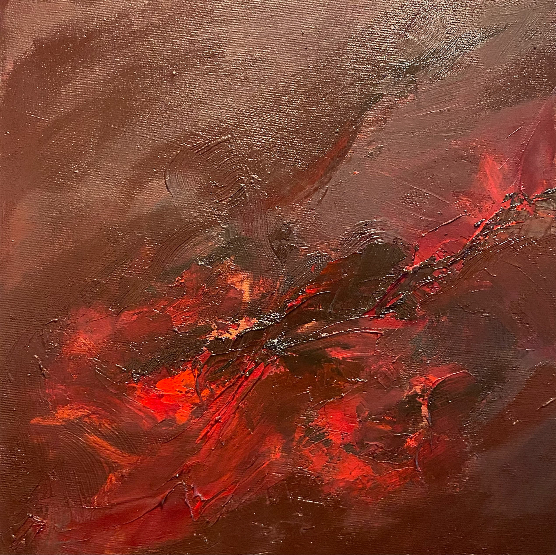Asal Andarzipour, Burst #2, Oil on Canvas, 12 x 12 in, 2022
