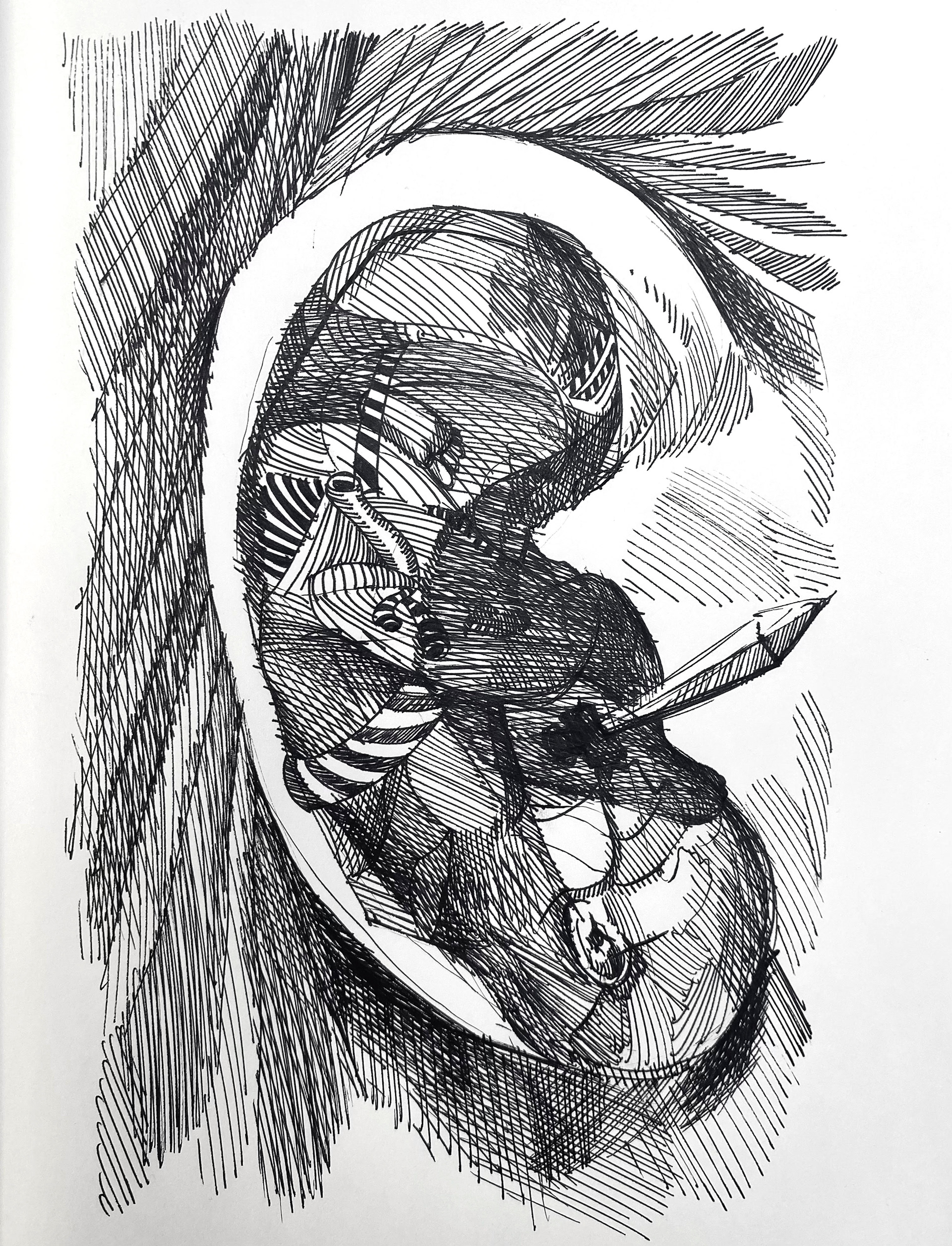 Asal Andarzipour, "Condition", ink on paper, 2022