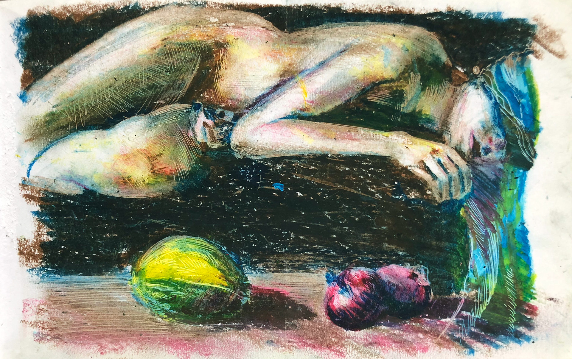 Asal Andarzipour, "Formless Experience of my Life - Study", crayon on paper, 5x8 inches, 2019