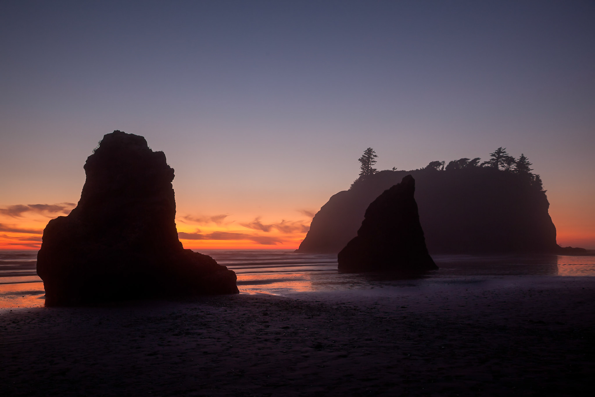 Ruby Beach Sunset Silhouette, Fire Sky