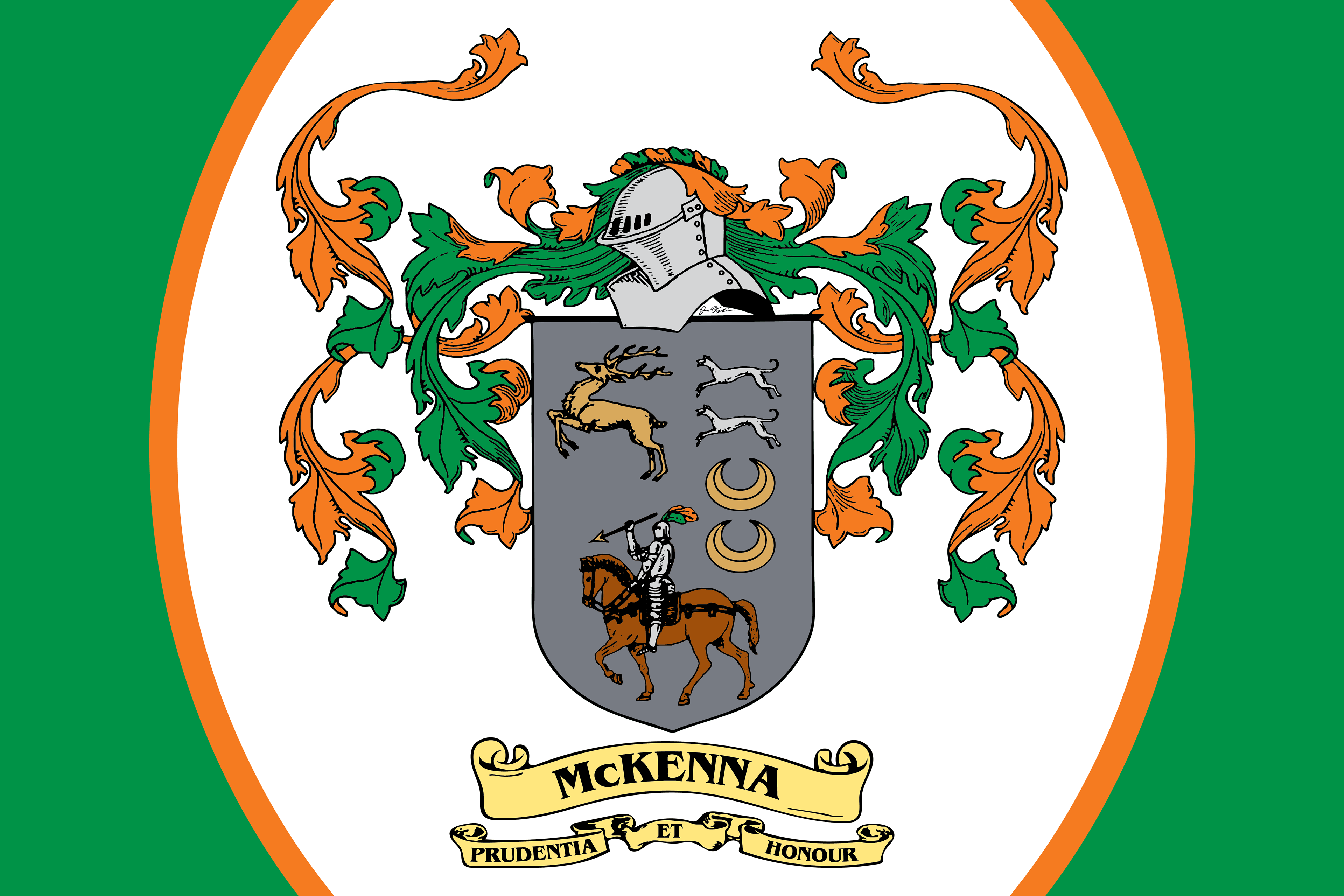 Family crest and flag design colorized and digitized from a page of a book