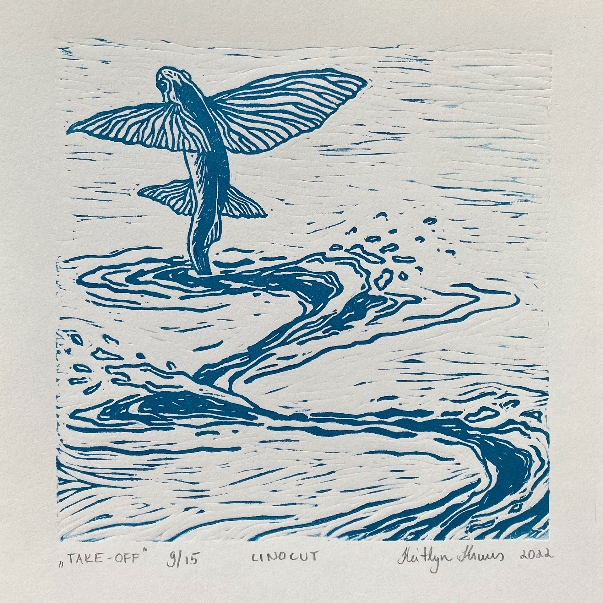 "Take-off" 9/15 linocut 2022