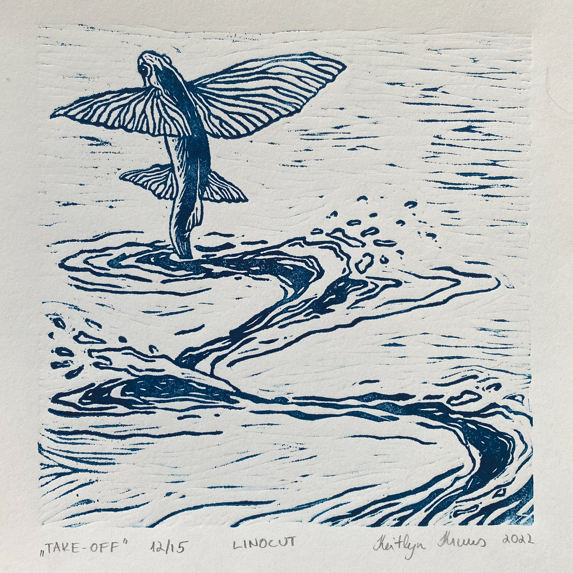 "Take-off" 12/15 linocut 2022