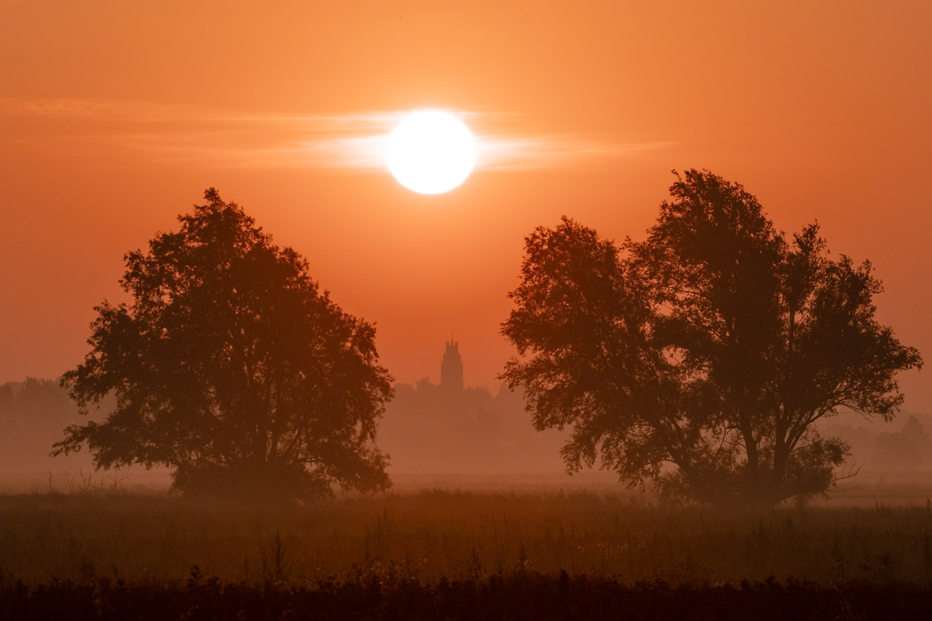 Sunrise over Sutton, Cambridgeshire, from the 100 Foot Bank, 5th August 2021