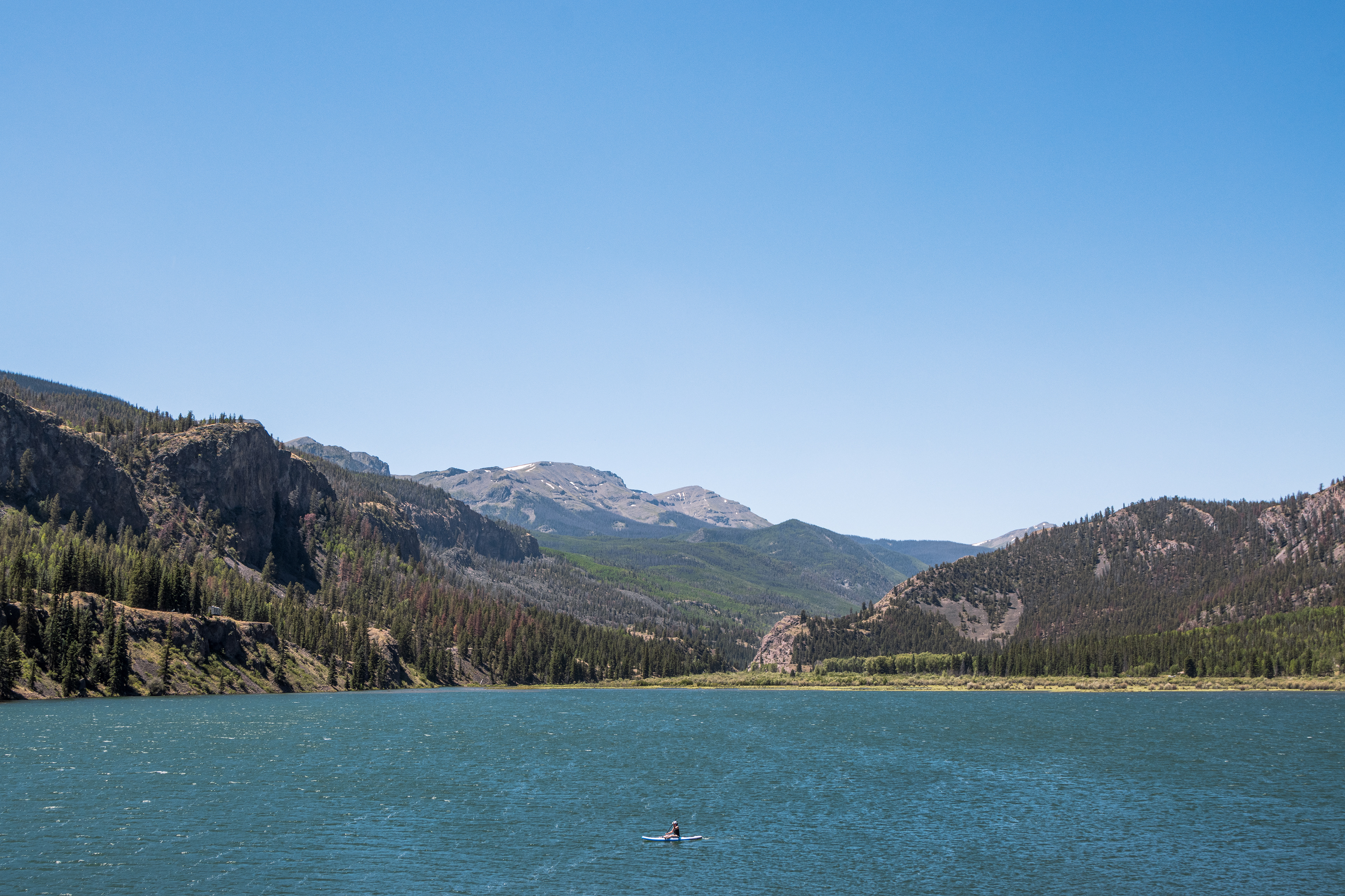 Paddleboarding on Lake San Cristobal