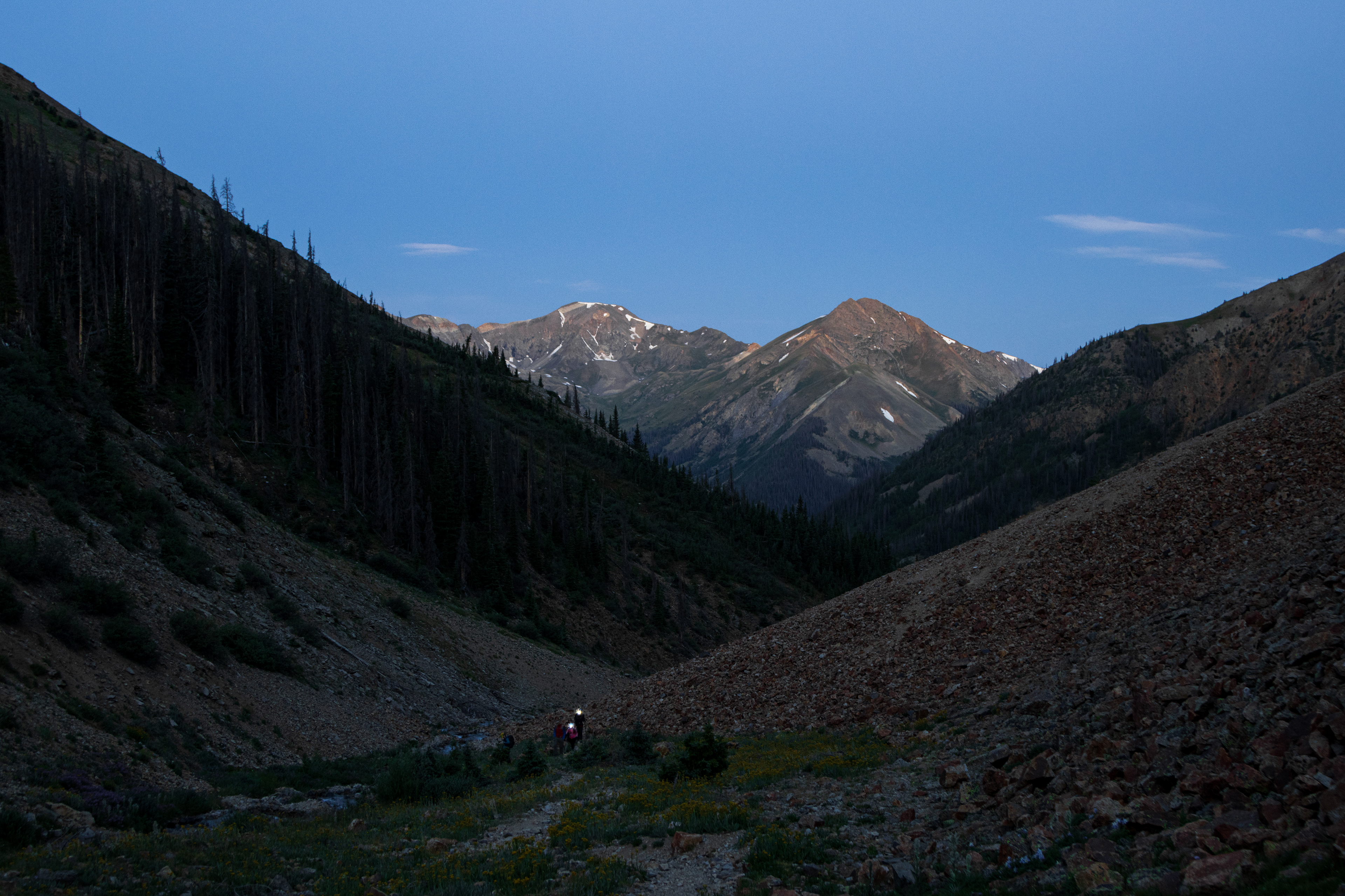 Early morning hikers making their way up the Silver Creek Trail
