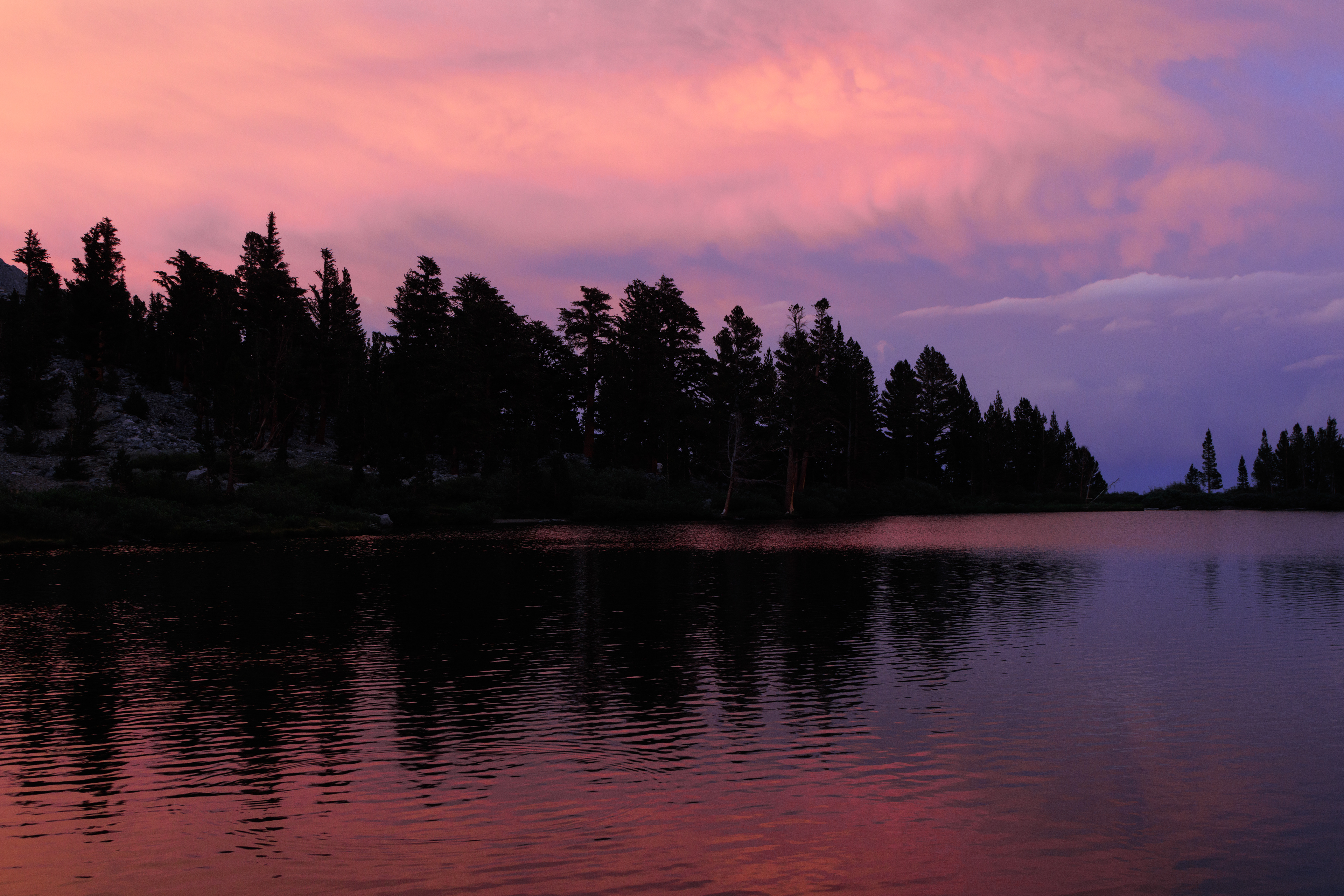 Sunset at Gilbert Lake in Inyo National Forest