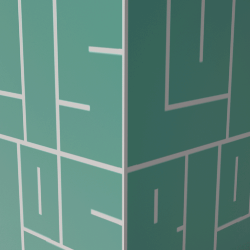 GIF self-portrait with my logo opening and closing with me playing with a cube that has my logo on all sides.