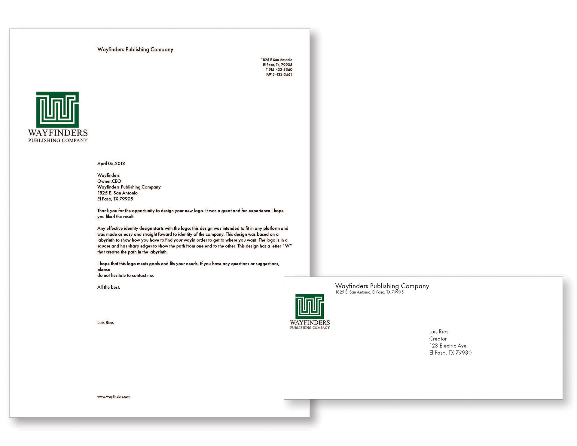 Letter head with envelope
