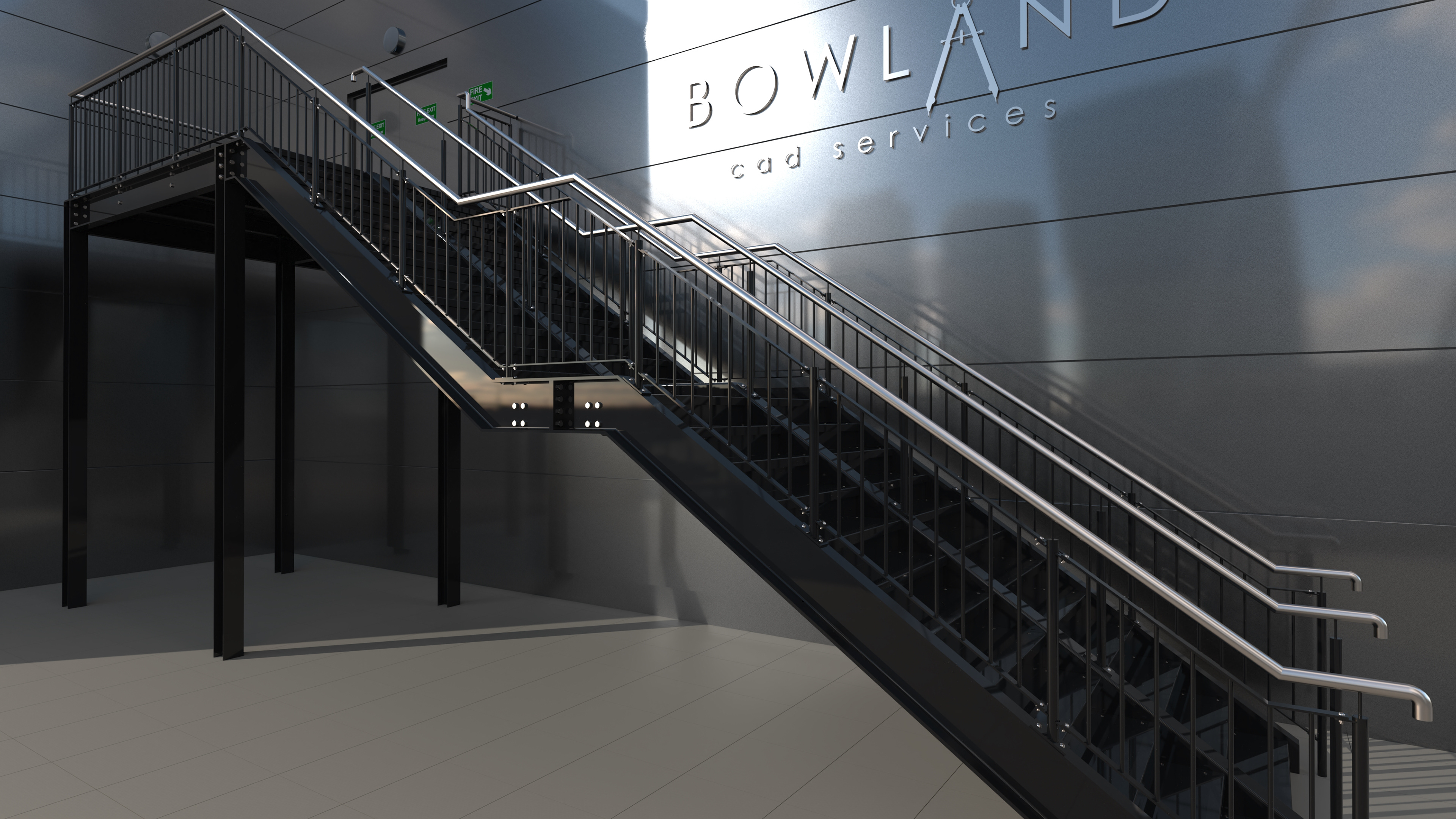 Double width external fire escape.