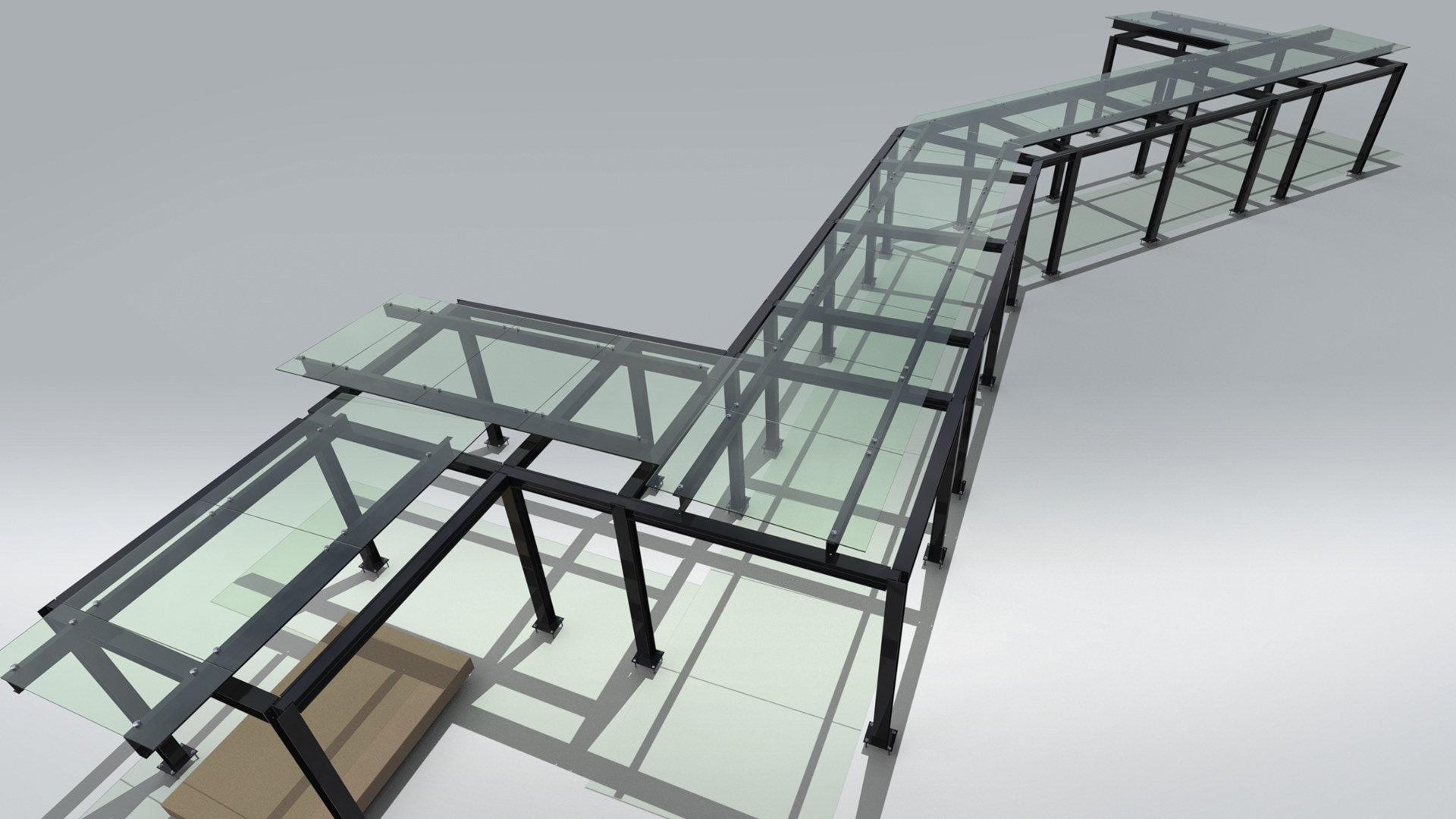 Glazed roof walkway.