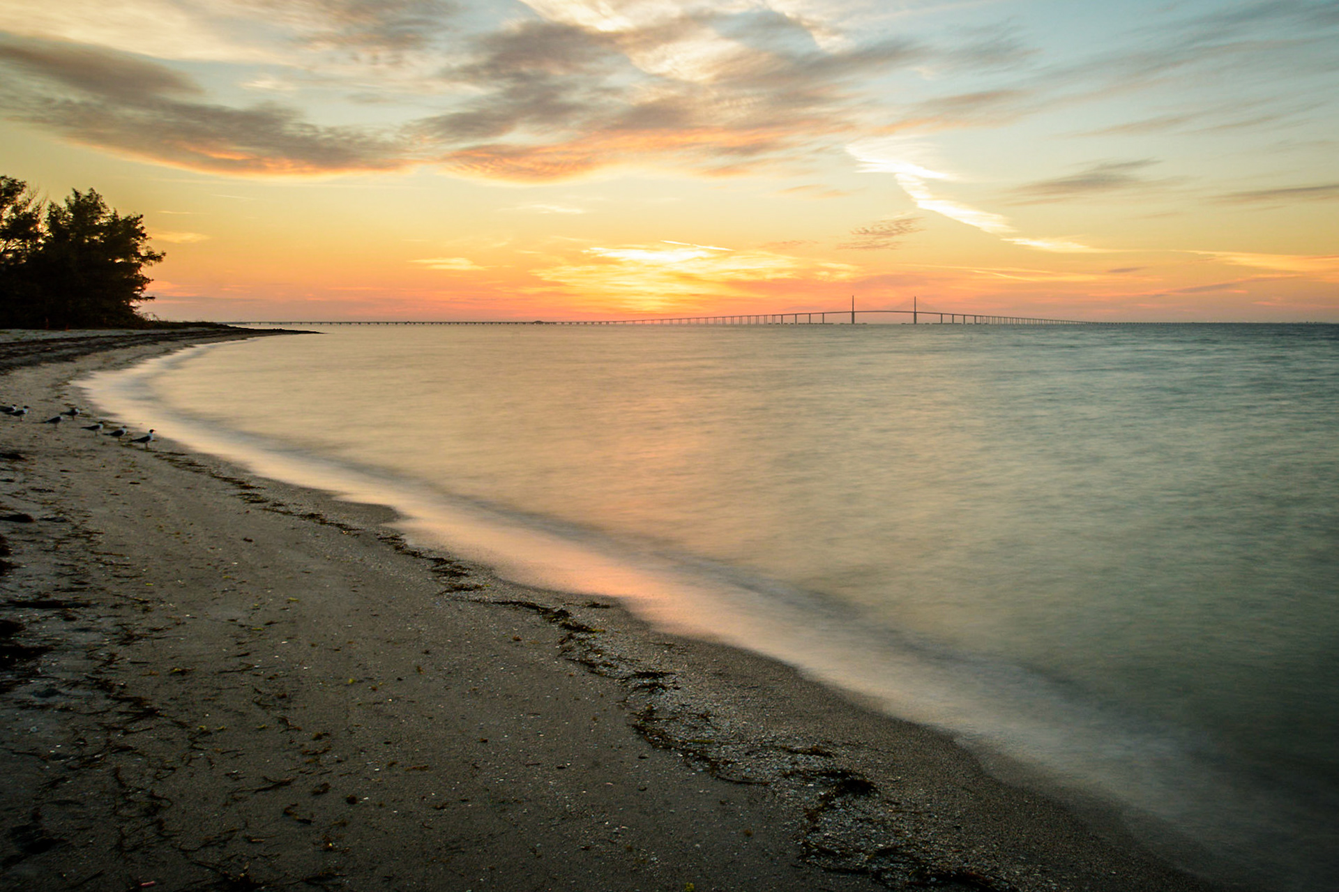 Skyway Bridge - Sunrise - Would there be clouds tomorrow for the full moon raise? Let's wait and see. Full Moon Raise 7/16/2019