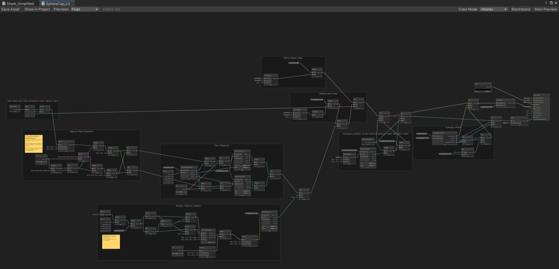 Overview of the sphere node cap shader
