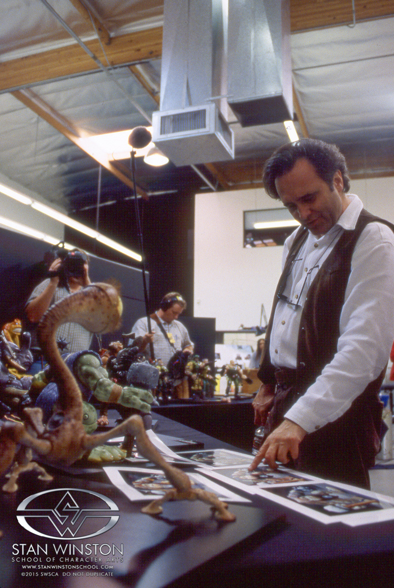 All of the character sculpts in various color concept painted versions on display for Joe to pick his favorites.