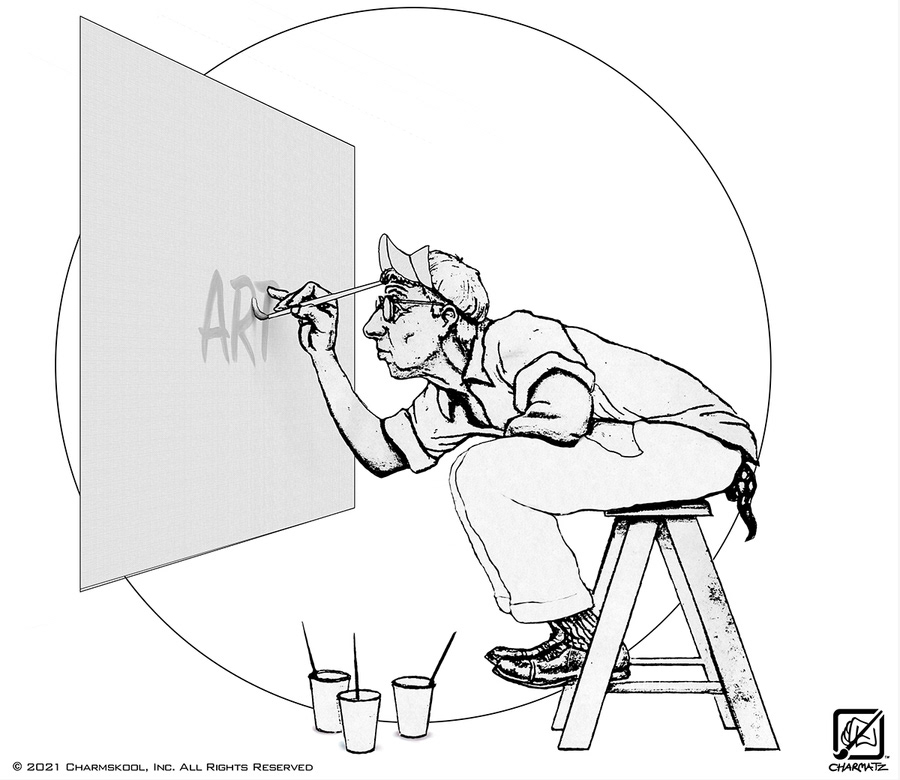"The Sign Painter" - Ode to Norman Rockwell. Pencil on paper.