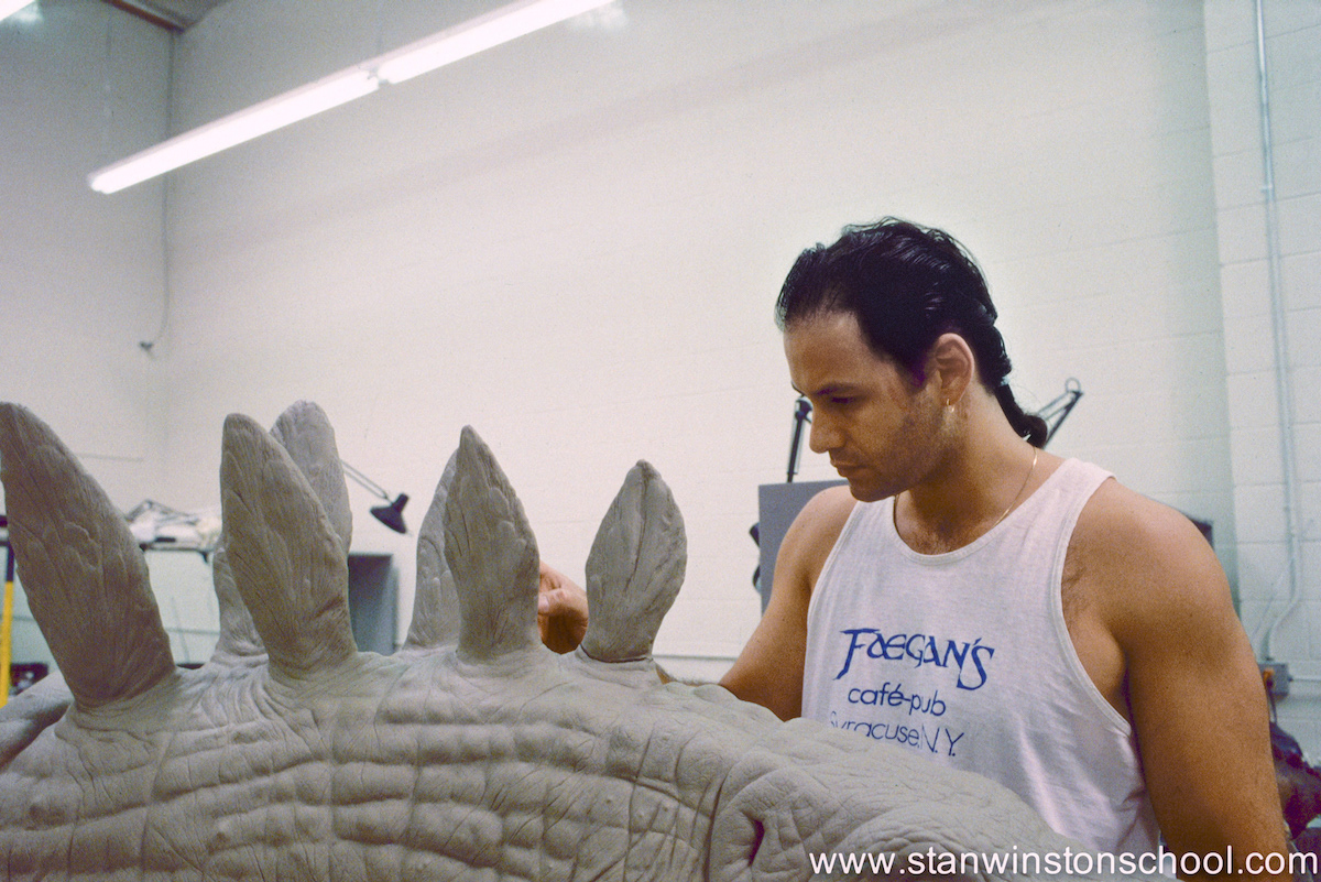 Helping Mark Maitre out on the full sized head plates of the stegosaurus.