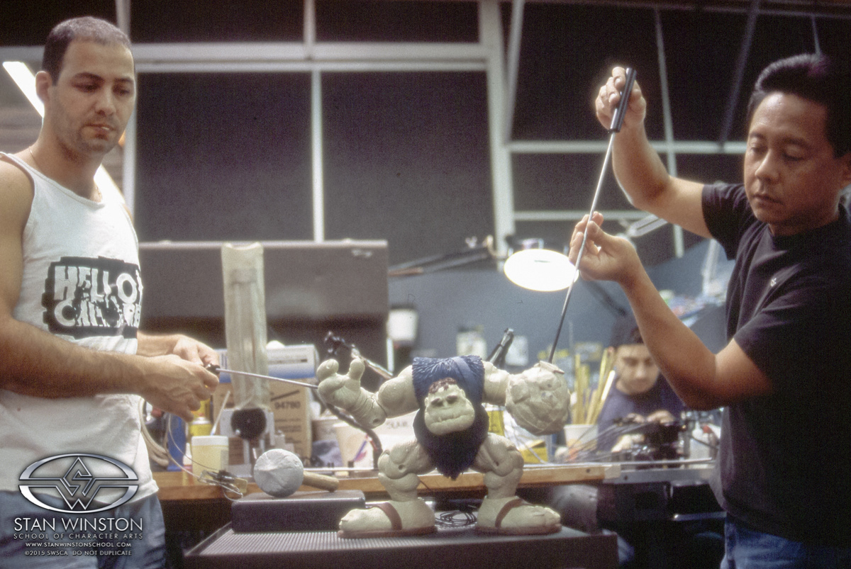 Bob Mano and I messing around with one of the Slamfist puppets for the camera.