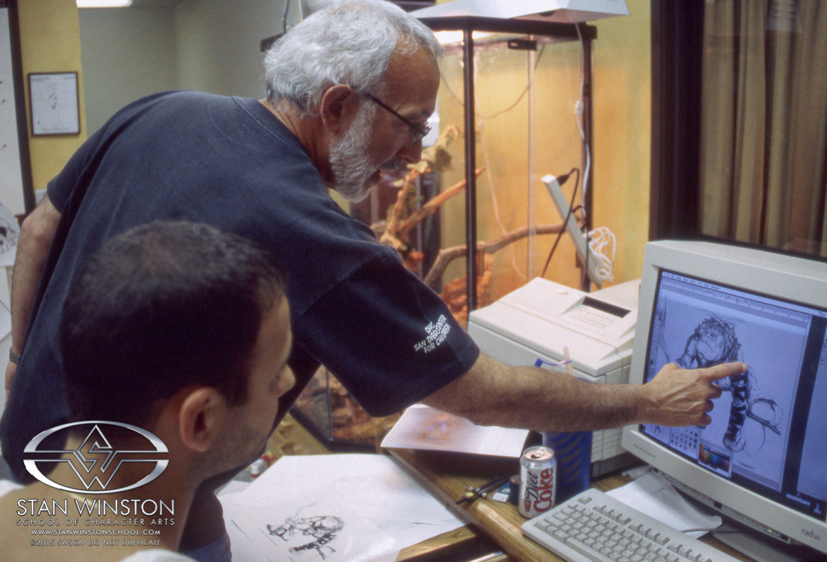 My sketch on top of Ian's character. Here Stan talks about possible changes to the body.