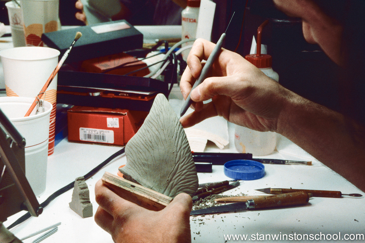 Beginning the detail sculpt for the stegosaurus back plate details.