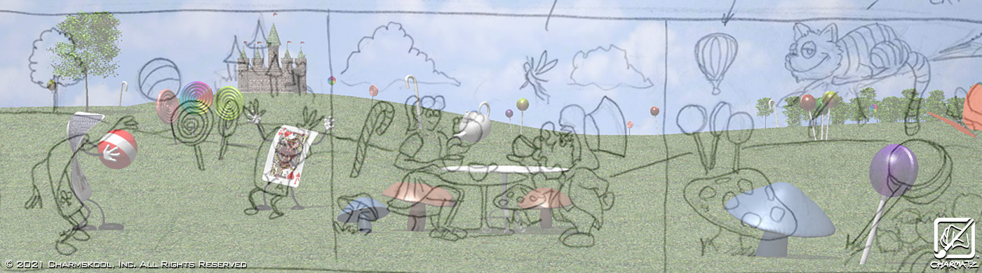 Wonderland mural sketch
