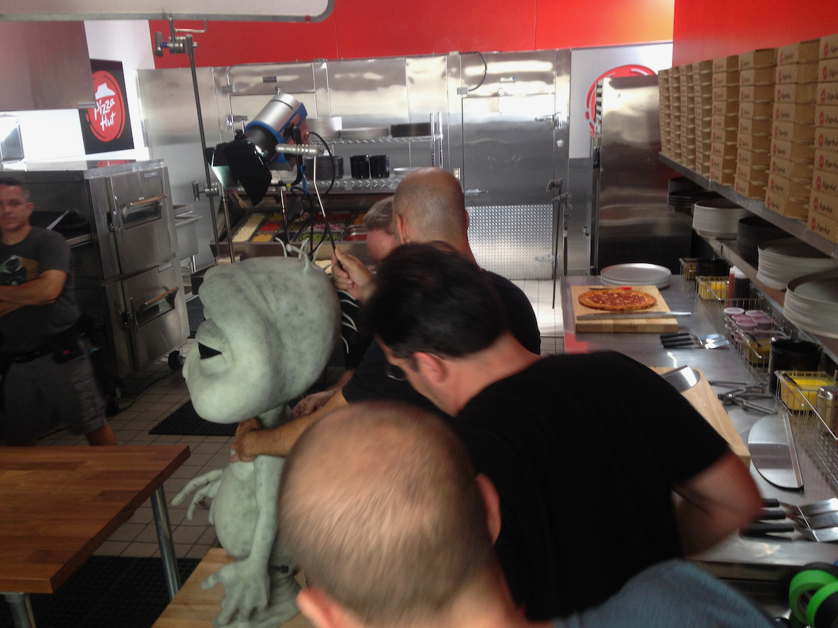 In-between shots on set with the Homesick Alien puppet.