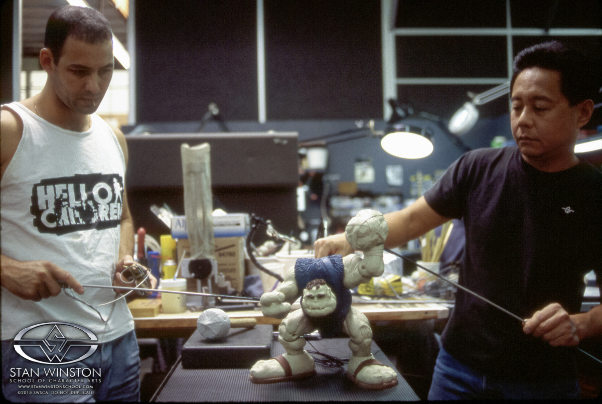 Bob Mano and I messing around with one of the Slamfist puppets for the camera.