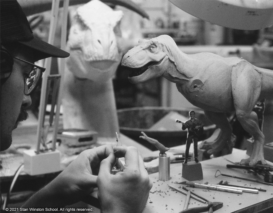 Mike Trcic sculpting the t-rex maquette
