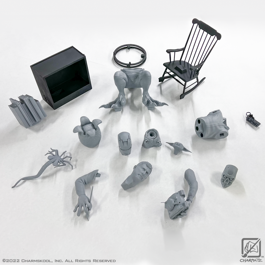 All parts with gray primer ready to begin painting 