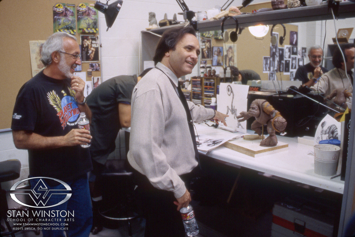 Small Soldiers Director Joe Dante get's his first look at the Slamfist sculpture in person. He seems to like it.