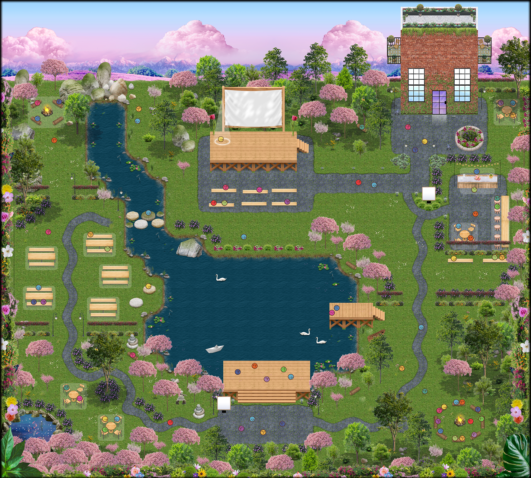 Spring-themed picnic area