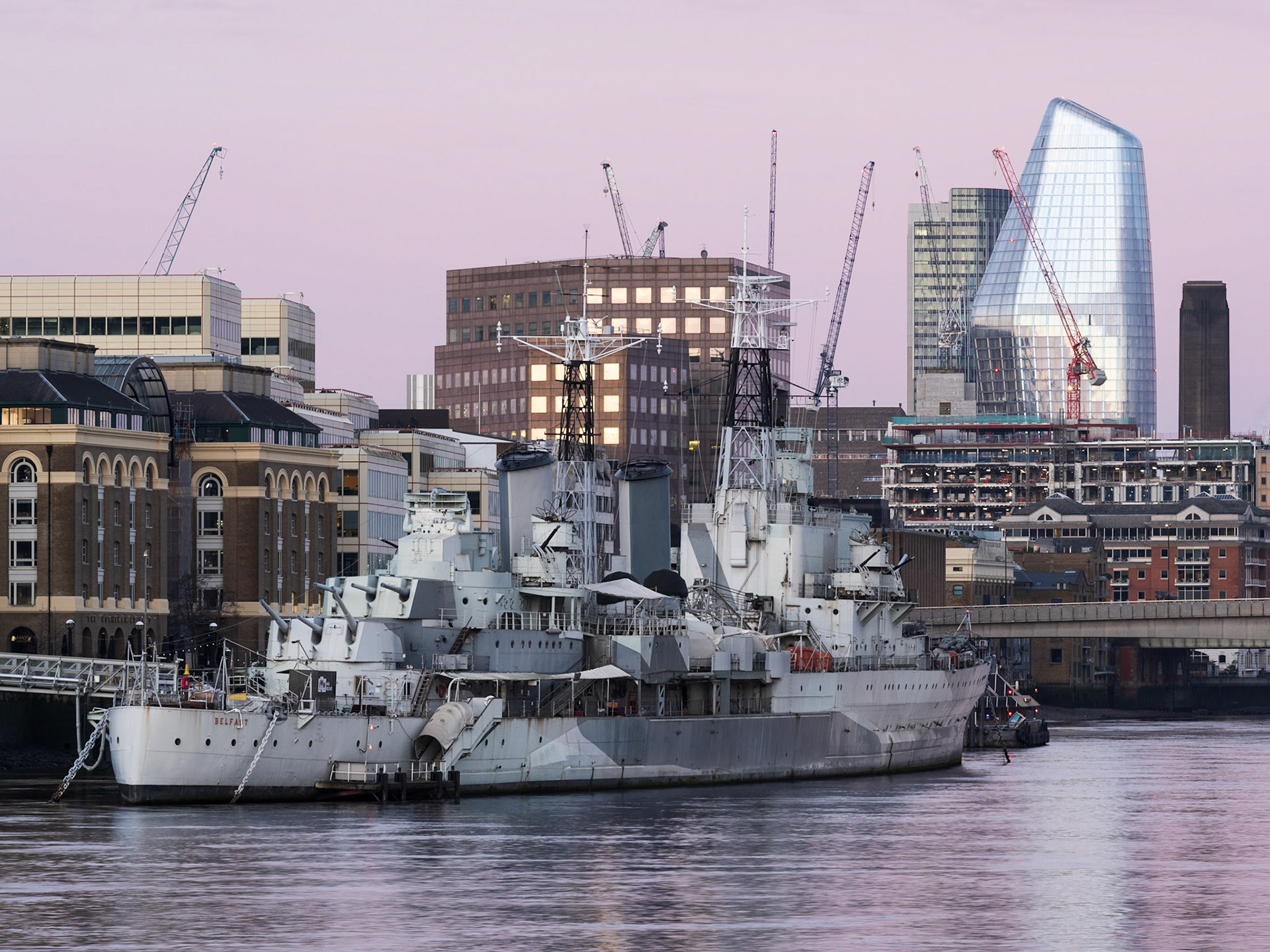 HMS Belfast at sunrise, London