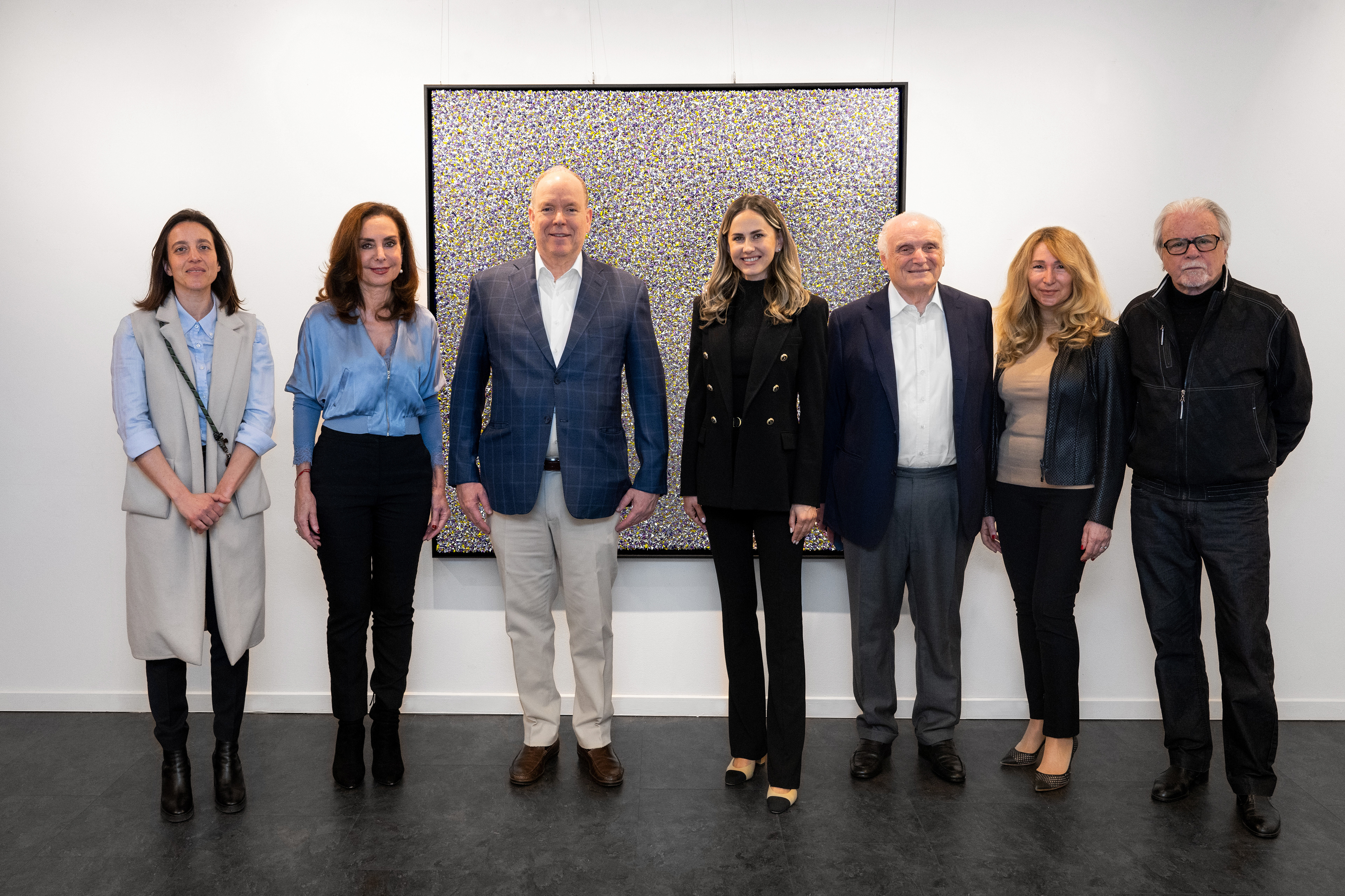 H.S.H Prince Sovereign Albert II of Monaco, M. David Nahmad, Comite l'AIAP aupres l'UNESCO, at my Art Exhibition « The Bloom », 2024, Monaco.